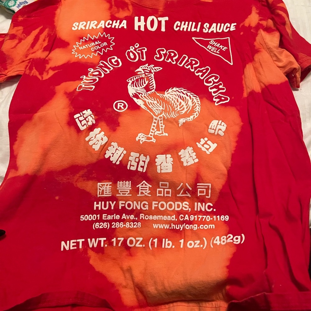 Sriracha sauce t shirt tie die